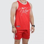 ست رکابی و شلوارک ورزشی مردانه نایک متنی قرمز