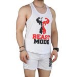 ست مردانه تاپ و شلوارک بدنسازی سوزنی beast mode