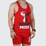 ست مردانه تاپ و شلوارک بدنسازی سوزنی beast mode