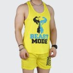 ست مردانه تاپ و شلوارک بدنسازی سوزنی beast mode