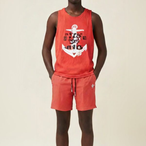 ست ورزشی مردانه شلوارک و رکابی حلقه ای دورس پنبه