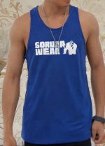 رکابی ورزشی مردانه سوزنی طرح گوریلا آبی