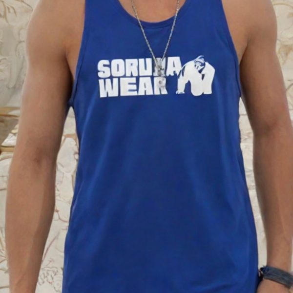 رکابی ورزشی مردانه سوزنی طرح گوریلا آبی