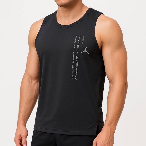 تاپ مردانه ورزشی حلقه‌ای مدل Jordan – جنس ریون فلامنت مشکی