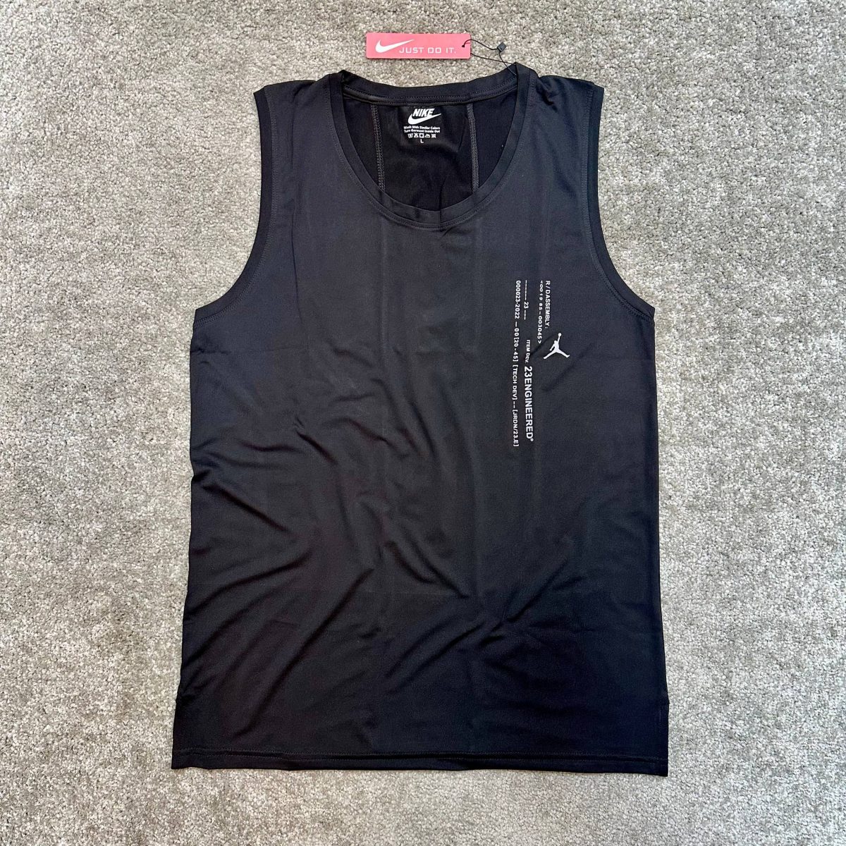 تاپ مردانه ورزشی حلقه‌ای مدل Jordan – جنس ریون فلامنت مشکی