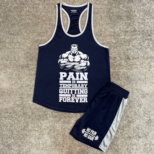 ست ورزشی مردانه رکابی بند نازک و شلوارک PAIN