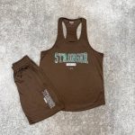 ست ورزشی مردانه رکابی قهرمانی و شلوارک کندویی Stronger