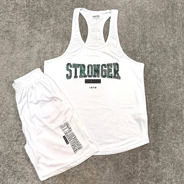 ست ورزشی مردانه رکابی قهرمانی و شلوارک کندویی Stronger