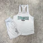 ست ورزشی مردانه رکابی قهرمانی و شلوارک کندویی Stronger